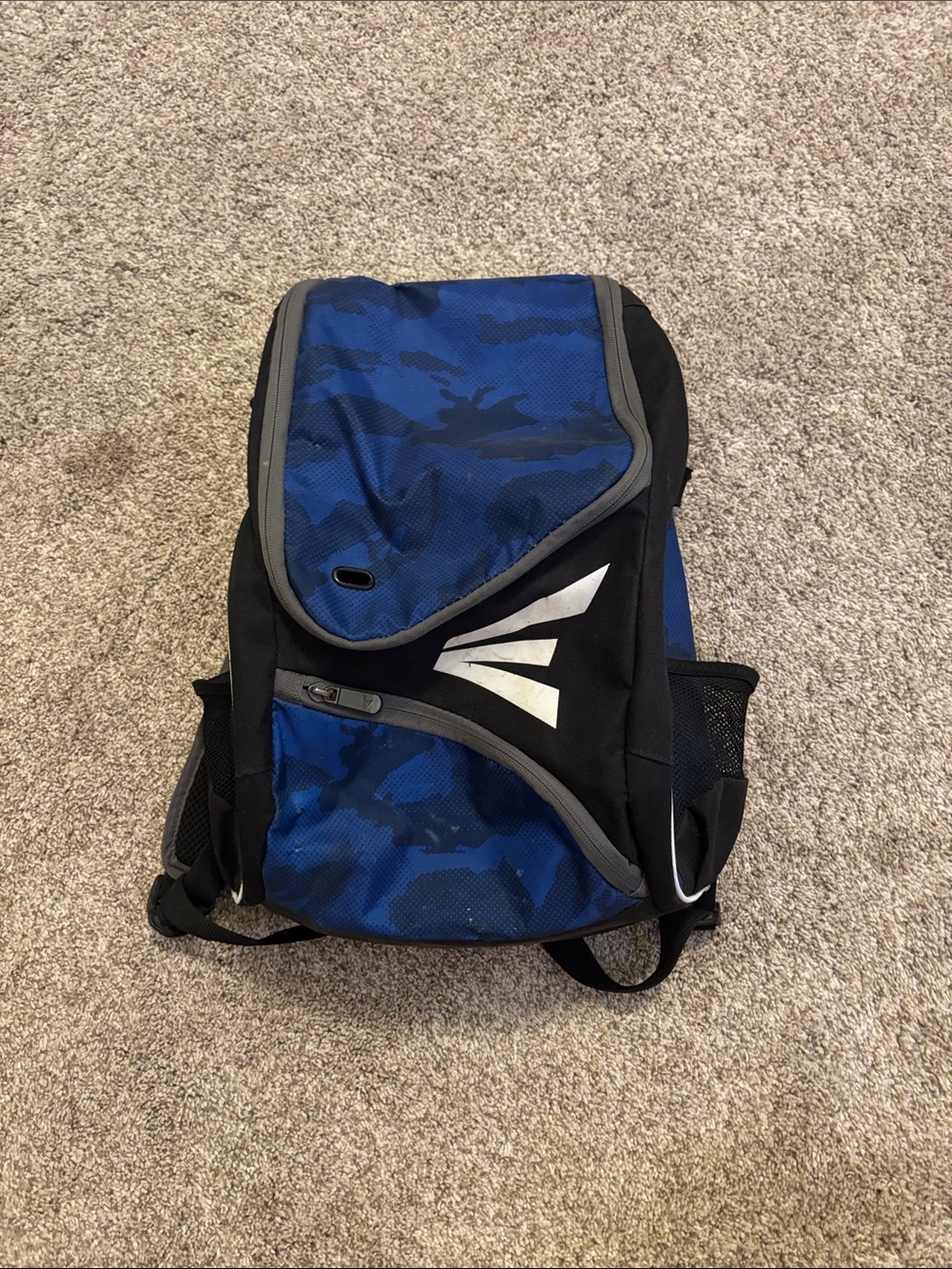 Blue baseball bag with front pocket